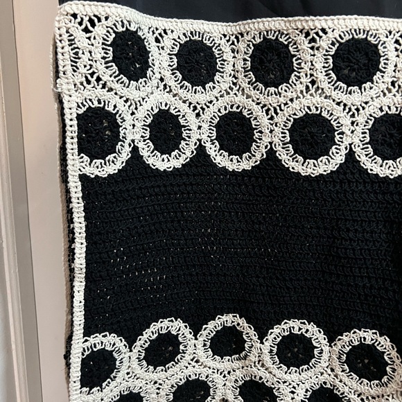 Adrianna Patel black long dress with crochet lace trim size 16 - Picture 8 of 11